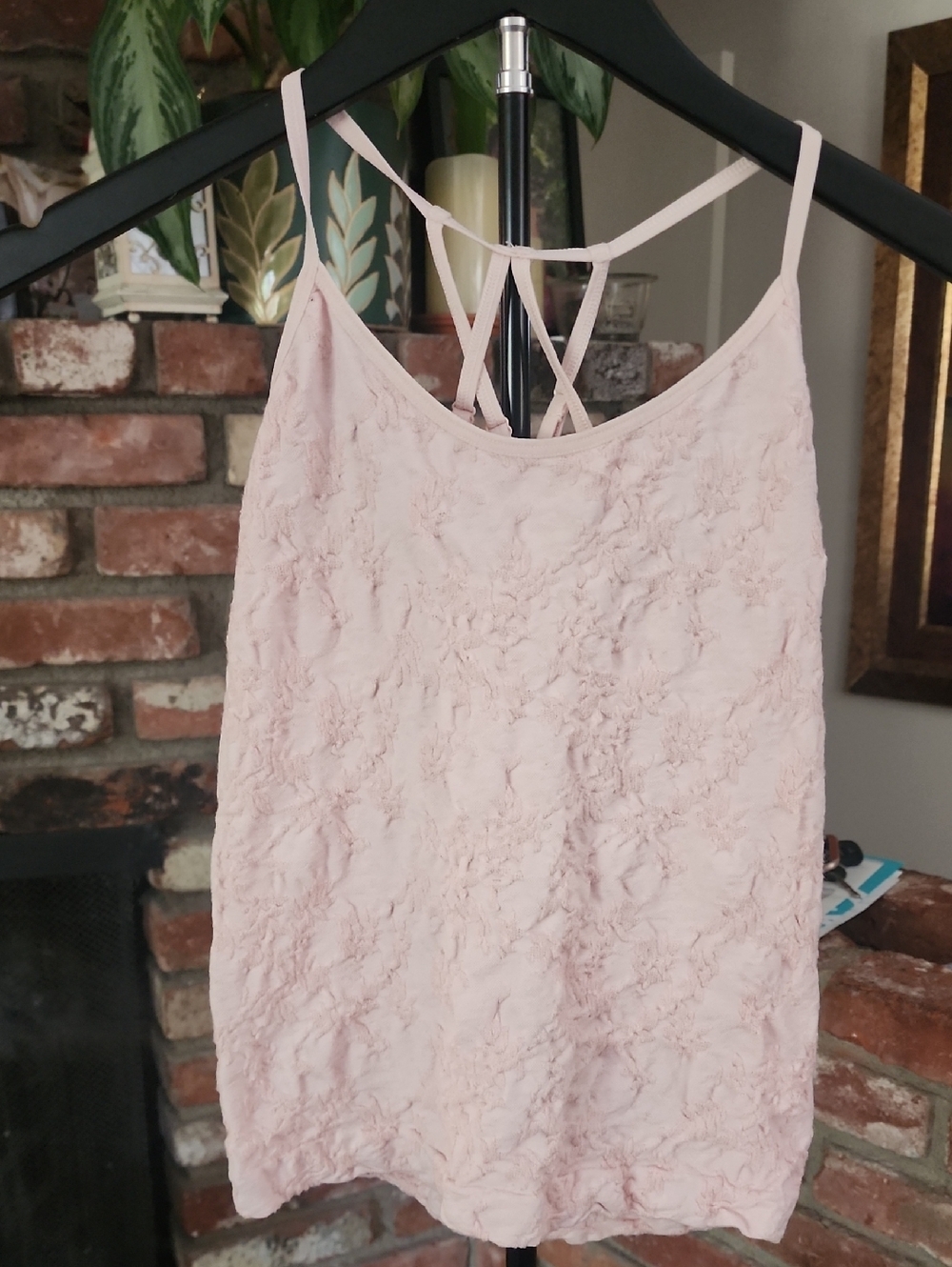 Anthropologie Pale Pink Textured Strappy Cami Top
